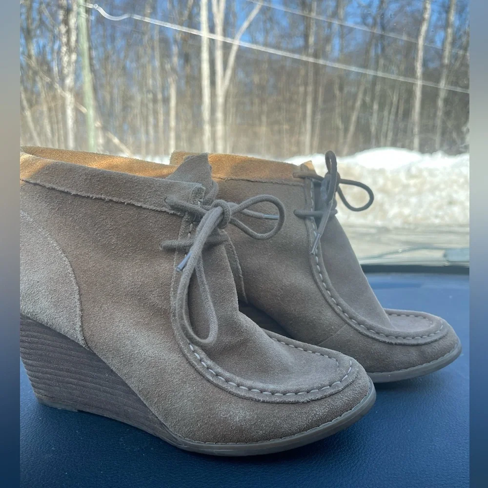 Lucky Brand Brown Suede Wedge Booties